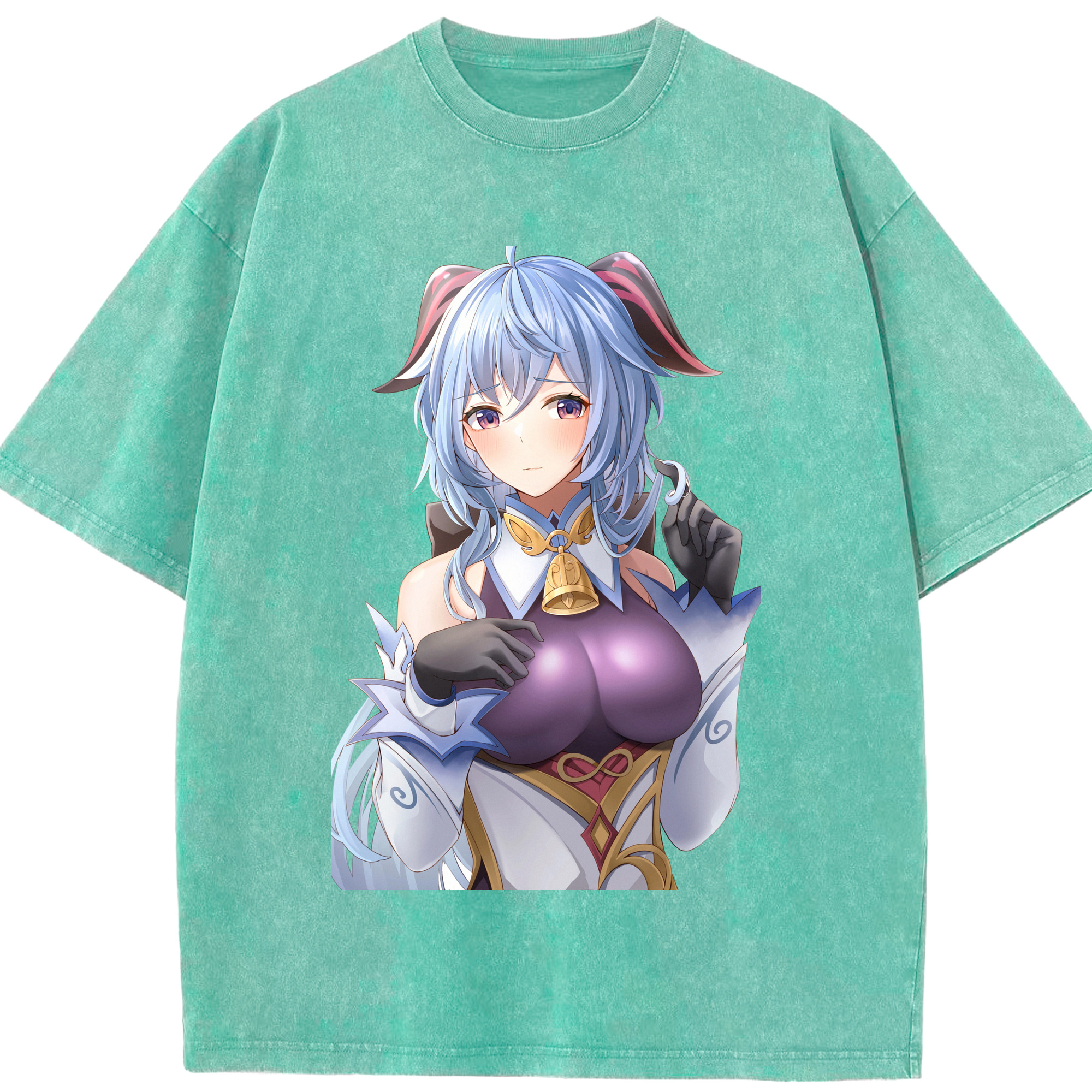 げんし神 甘雨 かんう genshin Ganyu 綿100% ヴィンテージ風 半袖Tシャツ（フロントプリント）